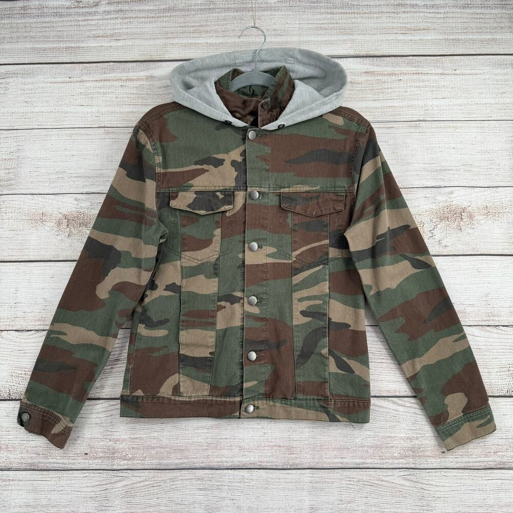 Nomad Camouflage Military Hoodie Jacket Youth Boys Small Green Camo Gray